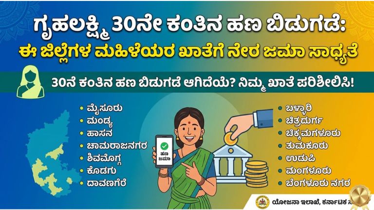 ಗೃಹಲಕ್ಷ್ಮಿ 30ನೇ ಕಂತಿನ ಹಣ ಬಿಡುಗಡೆ
