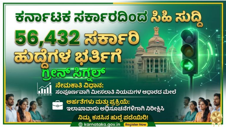 56,432 ಸರ್ಕಾರಿ ಹುದ್ದೆಗಳ ಭರ್ತಿಗೆ ರಾಜ್ಯ ಸರ್ಕಾರ ಗ್ರೀನ್ ಸಿಗ್ನಲ್